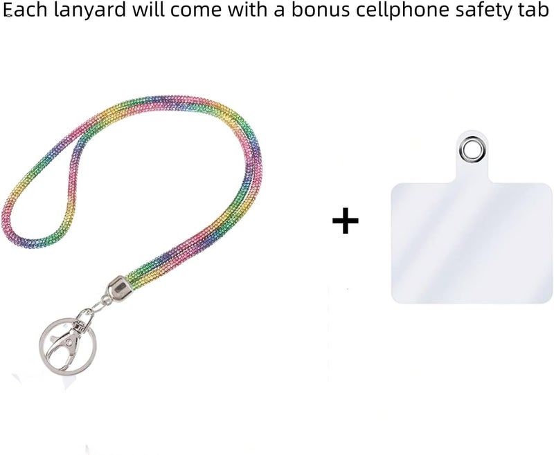 Global_Shopper Fashion 34.8'' Sparkle All Round Crystal Neck Lanyard,Bling Work Name Card Holder For Women(AB White,1PC) - Image 2